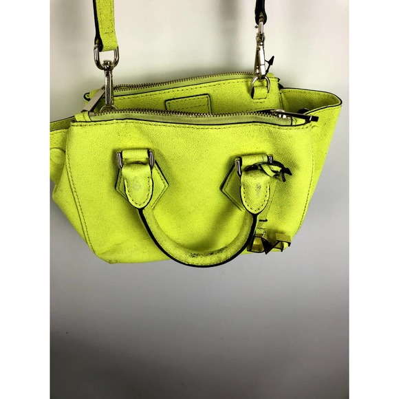 DIANE VON FURSTENBERG Voyage Itsy Double Zip Caviar Mini Satchel in Chartreuse - Picture 5 of 13